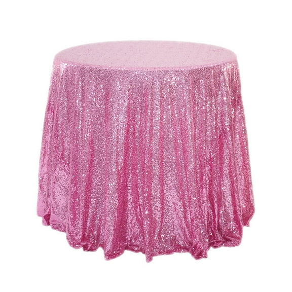ERDOUY 90 Inch Round Metallic Sequin Tablecloth, Sparkly Glitter Table Cover Perfect for Birthday Parties & Weddings, Pink