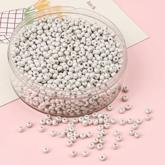 ERDOUY 990PCS 3mm Metallic Glass Seed Beads, Small Round Pony Spacer Beads with 0.8mm Hole for DIY Jewelry Craft Making, Matte Silver