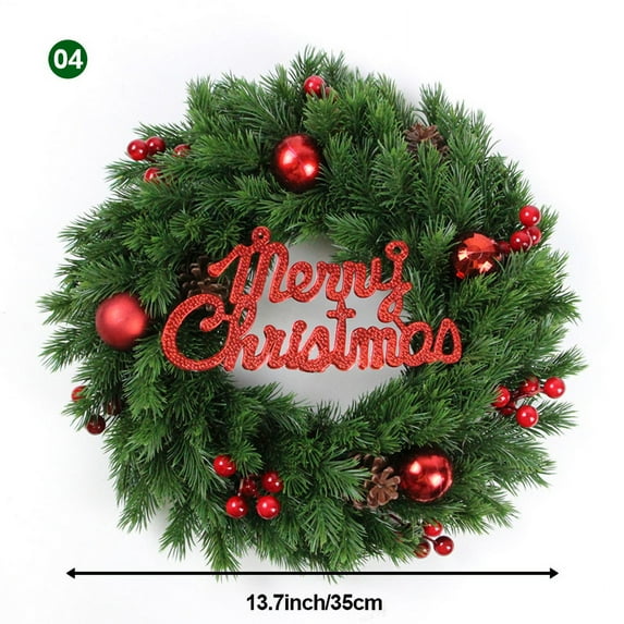 ERDOUY Artificial Christmas Wreath, Decorated with Pine Cones, Berry Clusters, Frosted Branches, Christmas Collection, 14 Inches, D