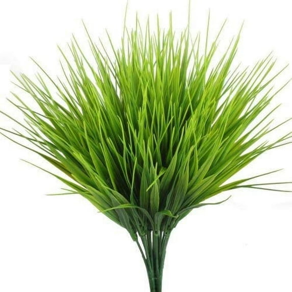ERDOUY Artificial Outdoor Plants, AngleLife 4pcs Fake Plastic Greenery Shrubs Wheat Grass Bushes Flowers Filler Indoor Outside Home House Garden Office Decor