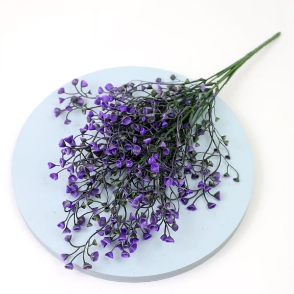 ERDOUY Artificial Shrubs Bushes 5 Pack Fake Outdoor UV Resistant Plants Flowers, Faux Plastic Bell Leaves Greenery for Indoor Outside Hanging Planter Home Office Wedding Farmhouse Decor (Purple)