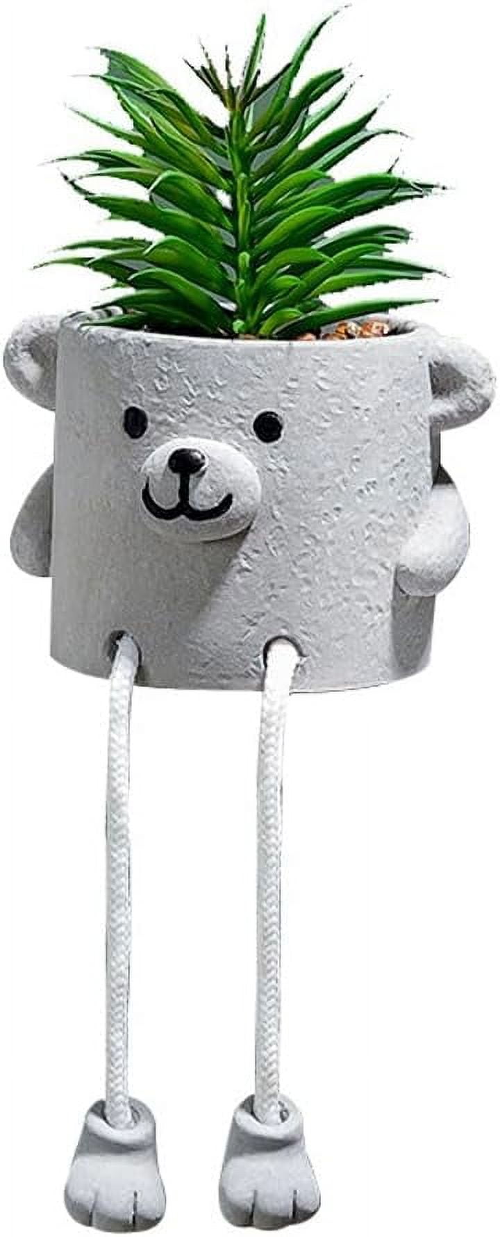 ERDOUY Artificial Succulents in Cement Pots w/Hanging Leg, Fake