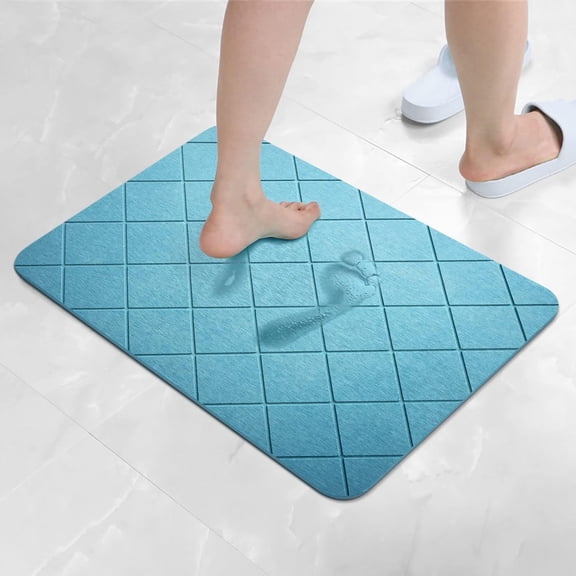 ERDOUY Bathroom Rug Mat, Non-Slip Plush Shaggy Bath Carpet, Machine Wash Dry, Bath Mats for Bathroom Floor, Tub and Shower, Bathroom Runner BathMatAccessories Decor, Blue,16*24inch