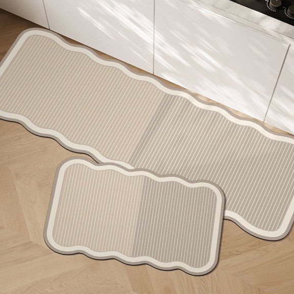 ERDOUY Bathroom Rug Mat , Non-Slip Plush Shaggy Bath Carpet, Machine Wash Dry, Khaki Brown 01,24*16inch