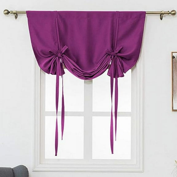 ERDOUY Blackout Tie Up Curtain Thermal Insulated Window Adjustable Balloon Curtain Shade for Small Window Rod Pocket (46" x 63", Dark Purple)