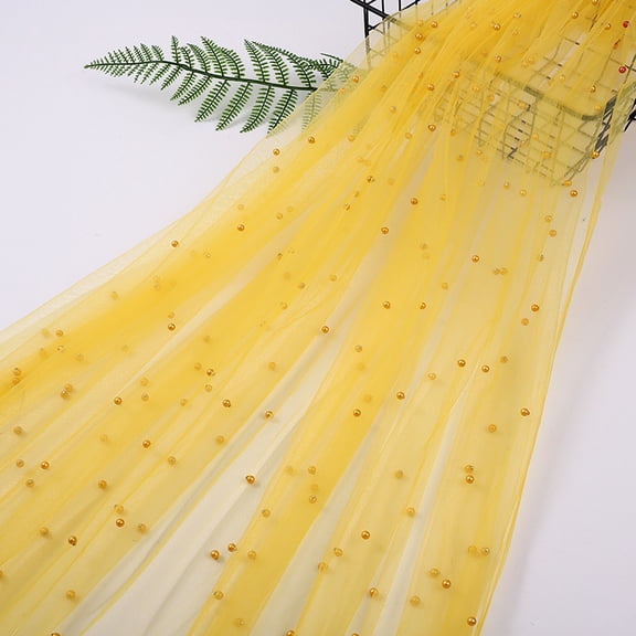 ERDOUY Blush Pearl Sheer Tulle Fabric 39x63 Inches, Elegant Mesh Material for Tutu Skirts, Wedding Arch, Bridal Veil & Party Table Decor,Golden Yellow