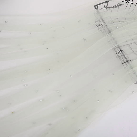 ERDOUY Blush Pearl Sheer Tulle Fabric 39x63 Inches, Elegant Mesh Material for Tutu Skirts, Wedding Arch, Bridal Veil & Party Table Decor,Light Green