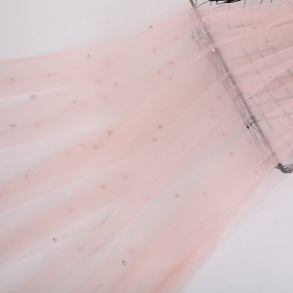 ERDOUY Blush Pearl Sheer Tulle Fabric 39x63 Inches, Elegant Mesh Material for Tutu Skirts, Wedding Arch, Bridal Veil & Party Table Decor,Pink