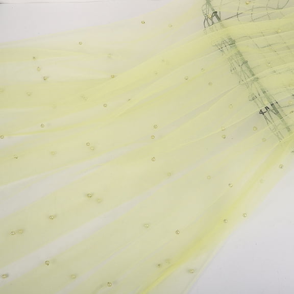 ERDOUY Blush Pearl Sheer Tulle Fabric 39x63 Inches, Elegant Mesh Material for Tutu Skirts, Wedding Arch, Bridal Veil & Party Table Decor,Yellow