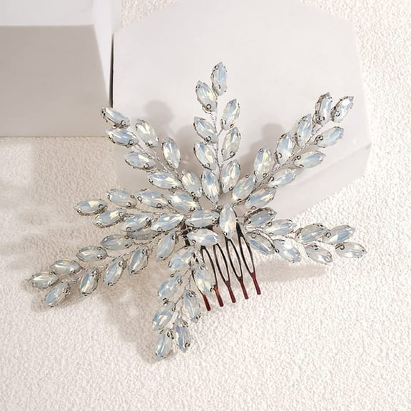 ERDOUY Bridal Flower Wedding Hair Pins Crystal Pearl Hair Combs Clips Headpiece Gold Wedding Hair Accessories Jewelry with Rhinestone for Brides Bridesmaids Women Girls (White)