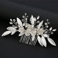 thumbnail image 1 of ERDOUY Bridal Flower Wedding Hair Pins Crystal Pearl Hair Combs Clips Headpiece Gold Wedding Hair Accessories Jewelry with Rhinestone for Brides Bridesmaids Women Girls (Silvery), 1 of 2