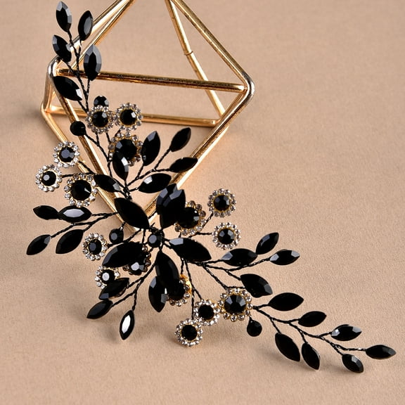 ERDOUY Bridal Flower Wedding Hair Pins Crystal Pearl Hair Combs Clips Headpiece Gold Wedding Hair Accessories Jewelry with Rhinestone for Brides Bridesmaids Women Girls (Black)