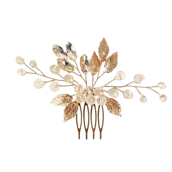 ERDOUY Bridal Flower Wedding Hair Pins Crystal Pearl Hair Combs Clips Headpiece Gold Wedding Hair Accessories Jewelry with Rhinestone for Brides Bridesmaids Women Girls (White)