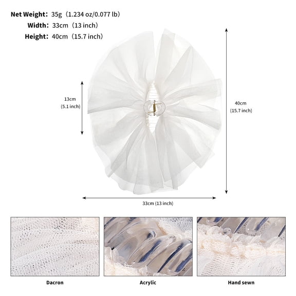 ERDOUY Bride Wedding Veil Hair Clip Bridal Pearl Short Veils Hair Piece Party Hair Accessories for WomenWhite G