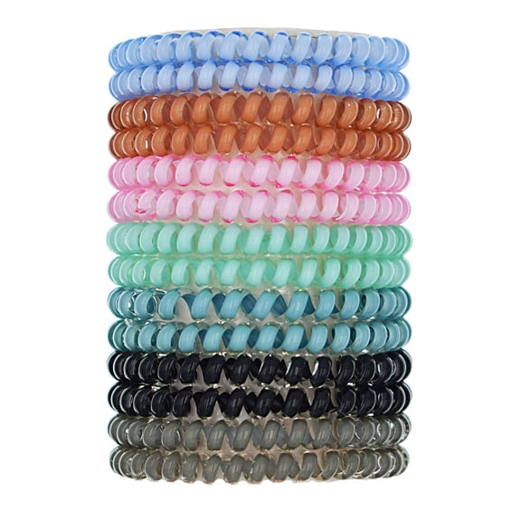 ERDOUY Candy Color 14 Pcs Spiral Hair Ties, Coil elastics Hair Ties, Multicolor Medium Spiral Hair Ties,Telephone Cord Plastic Hair Ties(7 Color)