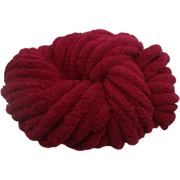 ERDOUY Chunky Chenille Yarn Super Bulky Yarn Plush Yarn Thick Yarn Acrylic for DIY Crafts Crocheting Hand Knitting Hat Blanket,Red