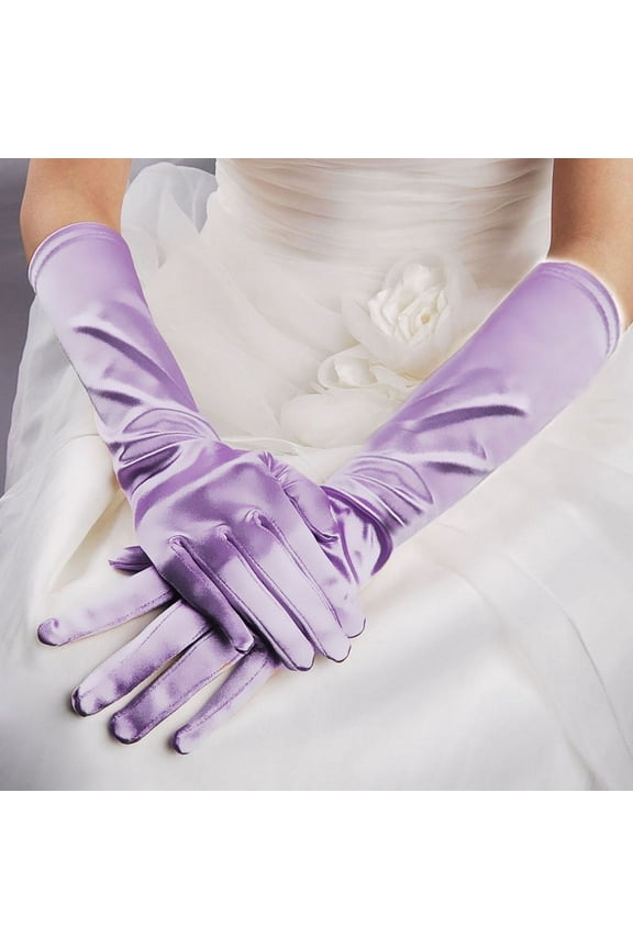 Classic Adult Size Long Opera Length Satin Gloves 15"Light Purple