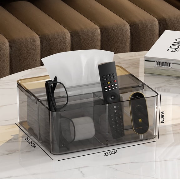 ERDOUY Clear Acrylic Tissue Box, Box Covers , Bathroom Facial Napkin Box Holders, Table Clear Dryer Sheet Dispenser for Bathroom, Kitchen and Cars,Grey,9.2*7.95*3.9in,Grey