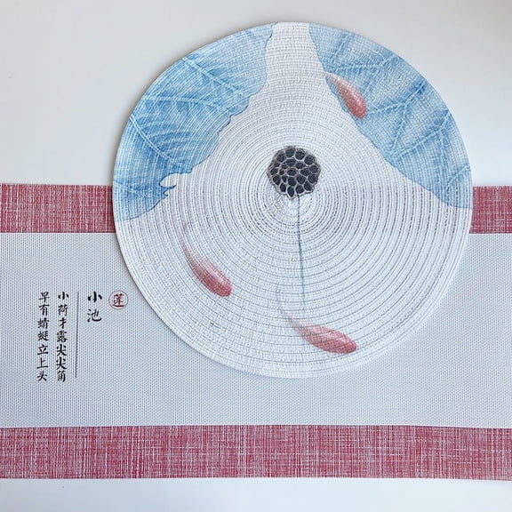 ERDOUY Cotton Heat Resistant Placemats, Dining Room Table Mats, Protect Surfaces,Non-Slip Washable Table Mats，Kitchen Decor Accessories,Set of 4, Size 14.96in，A03