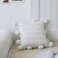 ERDOUY Cotton Linen Decorative Square Throw Pillow Cover with Pom Pom