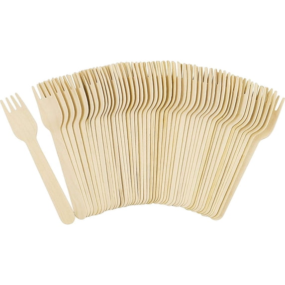 ERDOUY Disposable Wooden Forks - 200 Piece - 6" Length Eco Friendly Biodegradable Compostable Wooden Cutlery Set Wooden Utensils
