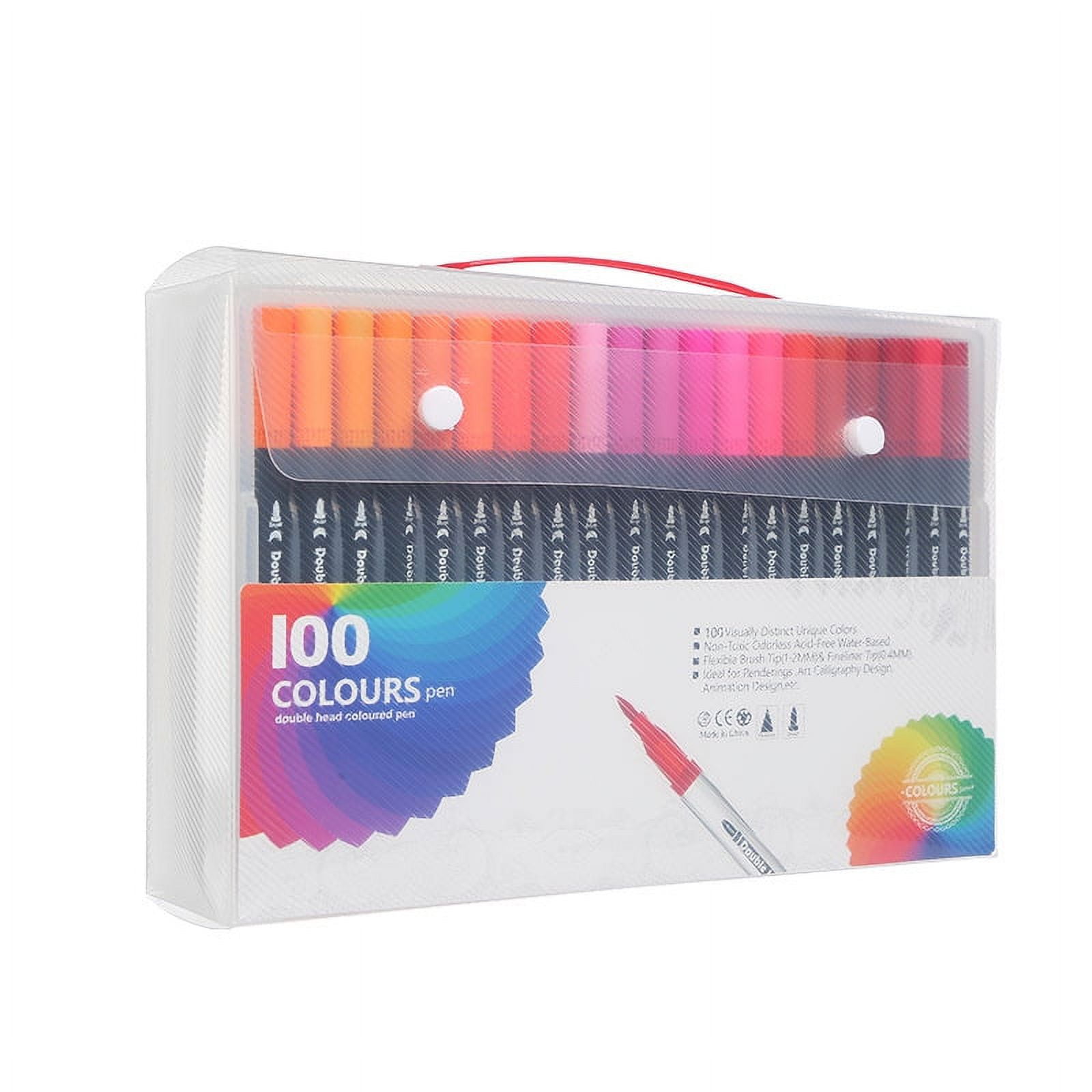 ERDOUY Dual Tip Brush pen, Watercolor Pen Set, 100 Color Double Ended Painting Pen, Fine line art Marker pen, Water Based Highlighter, Used for Outline, Drawing, Calligraphy and Coloring Books.