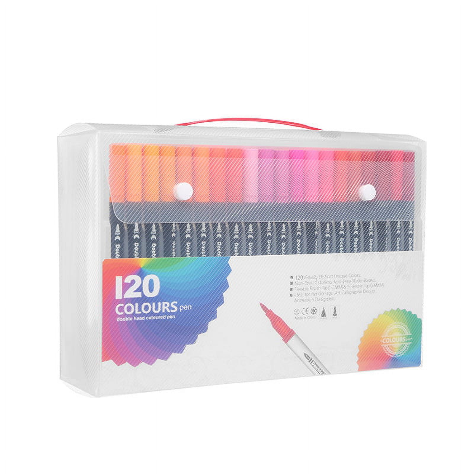 ERDOUY Dual Tip Brush pen, Watercolor Pen Set, 120 Color Double Ended Painting Pen, Fine line art Marker pen, Water Based Highlighter, Used for Outline, Drawing, Calligraphy and Coloring Books.