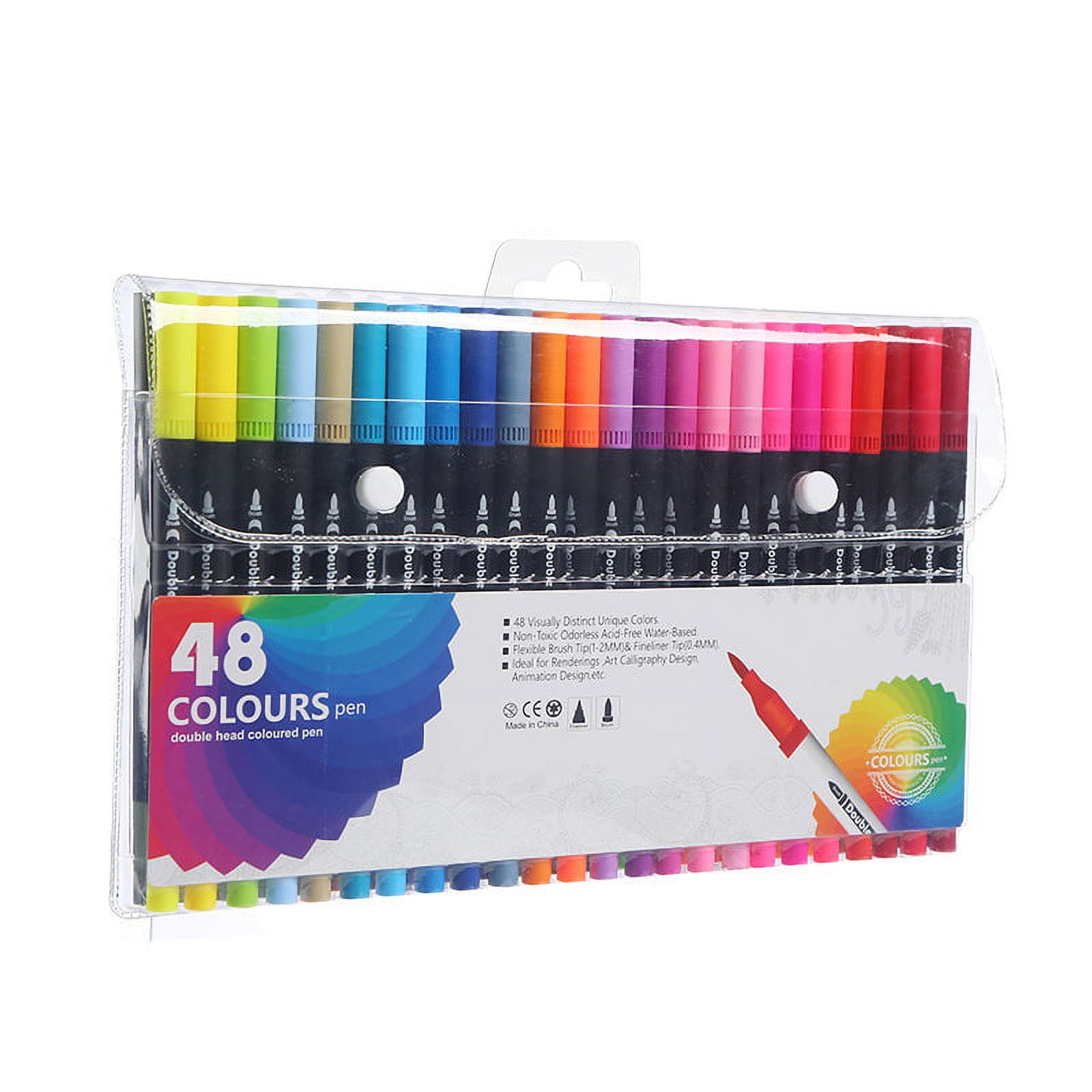 ERDOUY Dual Tip Brush pen, Watercolor Pen Set, 48 Color Double Ended Painting Pen, Fine line art Marker pen, Water Based Highlighter, Used for Outline, Drawing, Calligraphy and Coloring Books.
