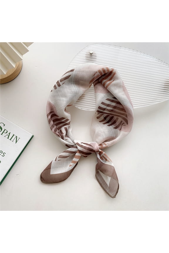 Elegant Personalized Scarf, 58cm Cotton Linen Small Square Scarf, Spring/Summer Decorative Neck Protection Small Scarf, Scarf (Brown)