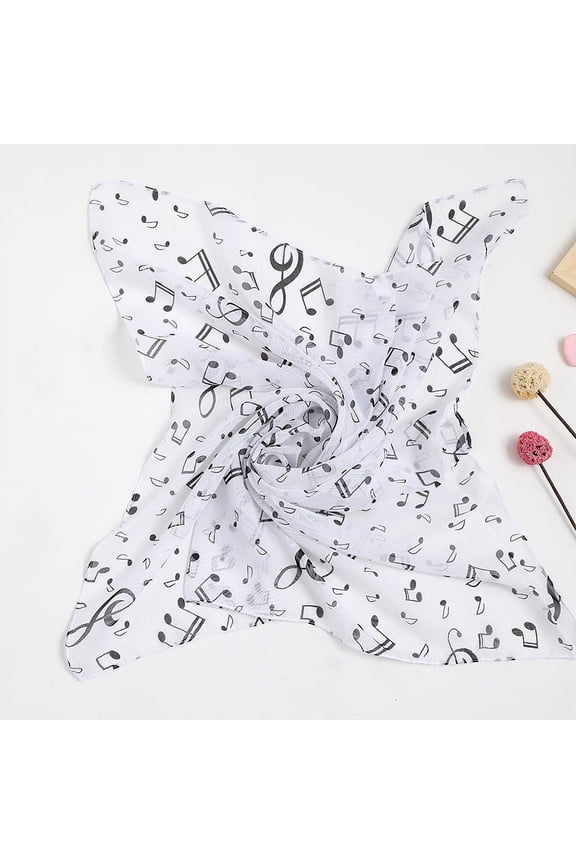 Elegant Personalized Scarf, Chiffon Square Scarf Simulation Silk Scarf, Decorative Le Fu Scarf (White)