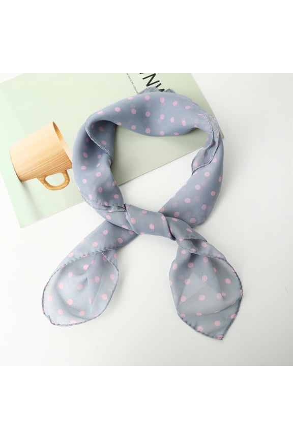 Elegant Personalized Scarf, Chiffon Square Scarf Simulation Silk Scarf, Decorative Small Dot Scarf (Gray)