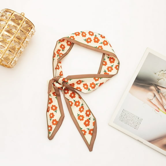 ERDOUY Elegant Personalized Scarf, Long Scarf, Headband Binding Bag, Hair Float Strap, Hand Gift Binding Strap, Hair Accessories Headband Scarf (Orange)