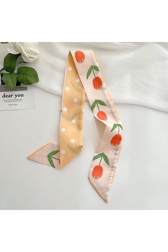 Elegant Personalized Scarf, Long Small Scarf, Thin Narrow Strap Scarf, Neck Tie, Hair Tie Bag Decoration, Hand Gift Ribbon -1 Piece (Yellow)