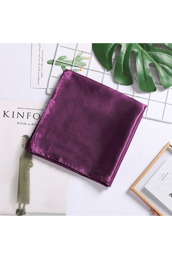 Elegant Personalized Scarf, Solid Color Scarf 90cm Satin Tiny Square Scarf Candy Color Scarf Wedding Gift Decoration Scarf (Dark Purple)