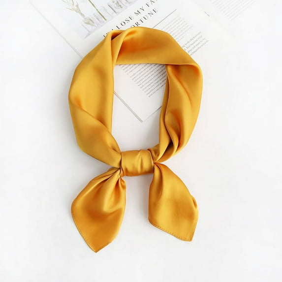 ERDOUY Elegant Personalized Scarf, Solid Color Small Square Scarf 70 * 70cm Solid Color Simple Versatile Spring/Summer Scarf (Yellow)