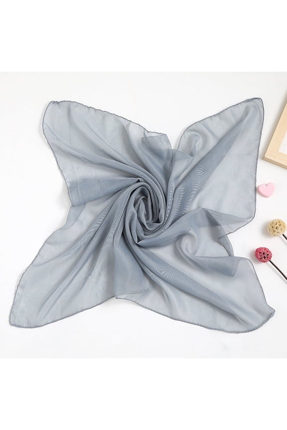 Elegant Personalized Scarf, Summer Chiffon Solid Color Square Scarf Simulation Silk Scarf, Scarf Decoration Scarf (Gray)