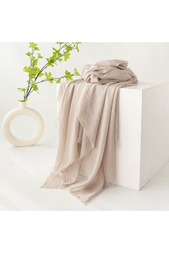 Elegant Personalized Scarf, Summer Cotton and Hemp Scarf Solid Color Simple Sunscreen Shawl High Grade Scarf, Scarf, and Headband (Light Color)