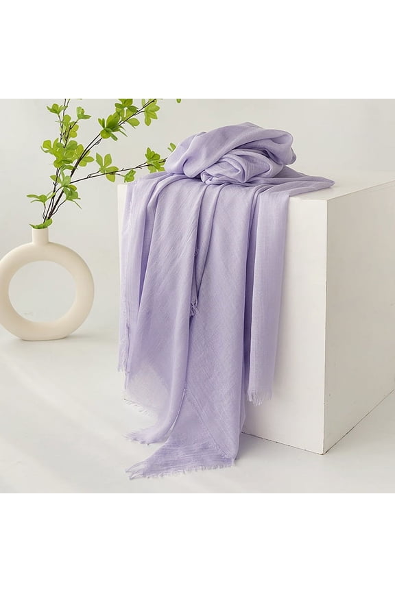 Elegant Personalized Scarf, Summer Cotton and Hemp Scarf Solid Color Simple Sunscreen Shawl Luxury Feeling Scarf, Scarf Headband (Light Purple)