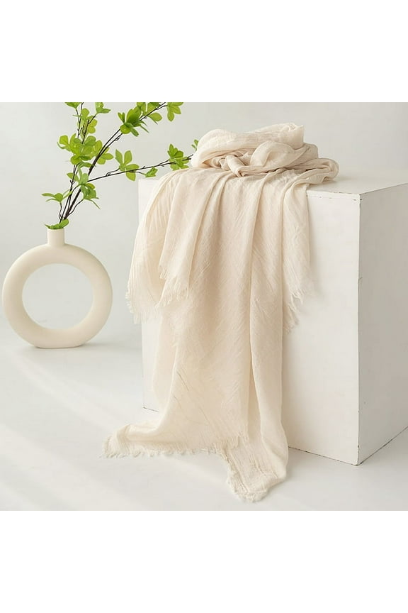 Elegant Personalized Scarf, Summer Cotton and Hemp Scarf Solid Color Simple Sunscreen Shawl High Grade Feel Scarf, Scarf Headband (Off White)