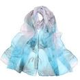 thumbnail image 1 of ERDOUY Elegant Personalized Scarf, Summer Sunscreen Scarf, Beach Scarf, Lotus Pond Moonlight Thin Scarf (Water Blue), 1 of 2