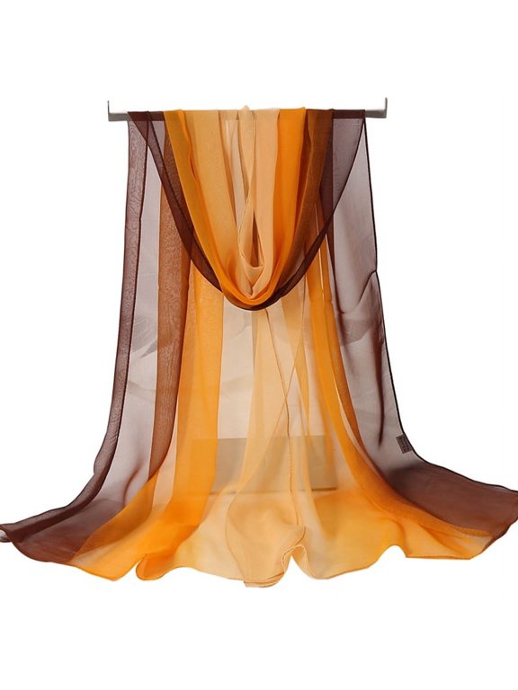 Elegant Personalized Scarf, Summer Sunscreen Scarf Thin Gradient Small Scarf Georgie Versatile Scarf Light and Thin Scarf (Brown Yellow Gradient)