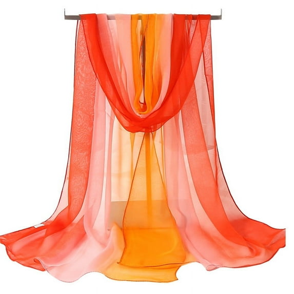 ERDOUY Elegant Personalized Scarf, Summer Sunscreen Scarf Thin Gradient Small Scarf Georgie Versatile Scarf Light and Thin Scarf (Red Orange Gradient)