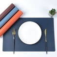 thumbnail image 1 of ERDOUY Faux Leather Heat Resistant Placemats, Dining Room Table Mats, Protect Surfaces,Non-Slip Washable Table Mats，Kitchen Decor Accessories,Set of 4, Size 17.71x11.81in, Navy Blue, 1 of 4