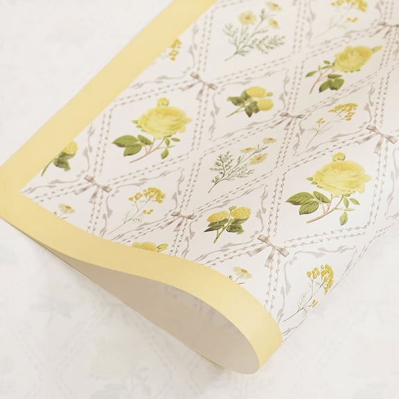 ERDOUY Flower Packaging Paper Mesh Flower Paper 85g Fenghua Paper Flower Bundle Packaging Material Packaging Paper ,Lemon Yellow