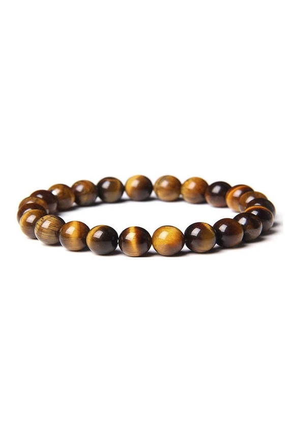 Handmade Beaded Bracelet, Suitable for Both Men and Women, 8MM Natural Crystal Stone Beaded Bracelet (Brown)