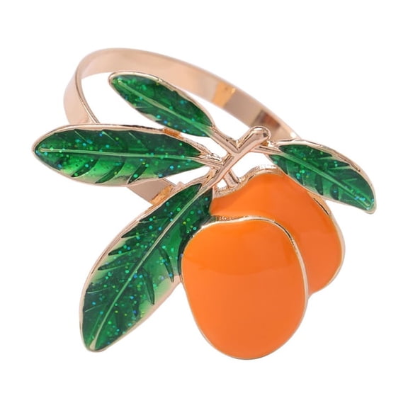 ERDOUY Home Hotel Restaurant Desktop Decoration Napkin Ring, Alloy Imitation Fruit Gold Napkin Ring Mouth Napkin Ring -12 pieces (Orange)