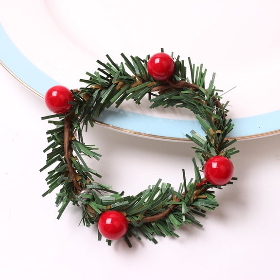 ERDOUY Home Hotel Restaurant Desktop Decorative Napkin Rings, Handmade DIY Christmas Red Fruit Napkin Rings Simulated Flower Core Napkin Rings -12 pieces (Style B)