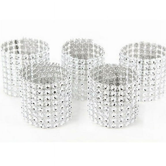ERDOUY Hotel Restaurant Set Up 8 Rows of Mesh Diamond Napkin Buckles for Festivals and Wedding Supplies Simulated Diamond Decorative Napkin Rings (Silver, 100 pieces)