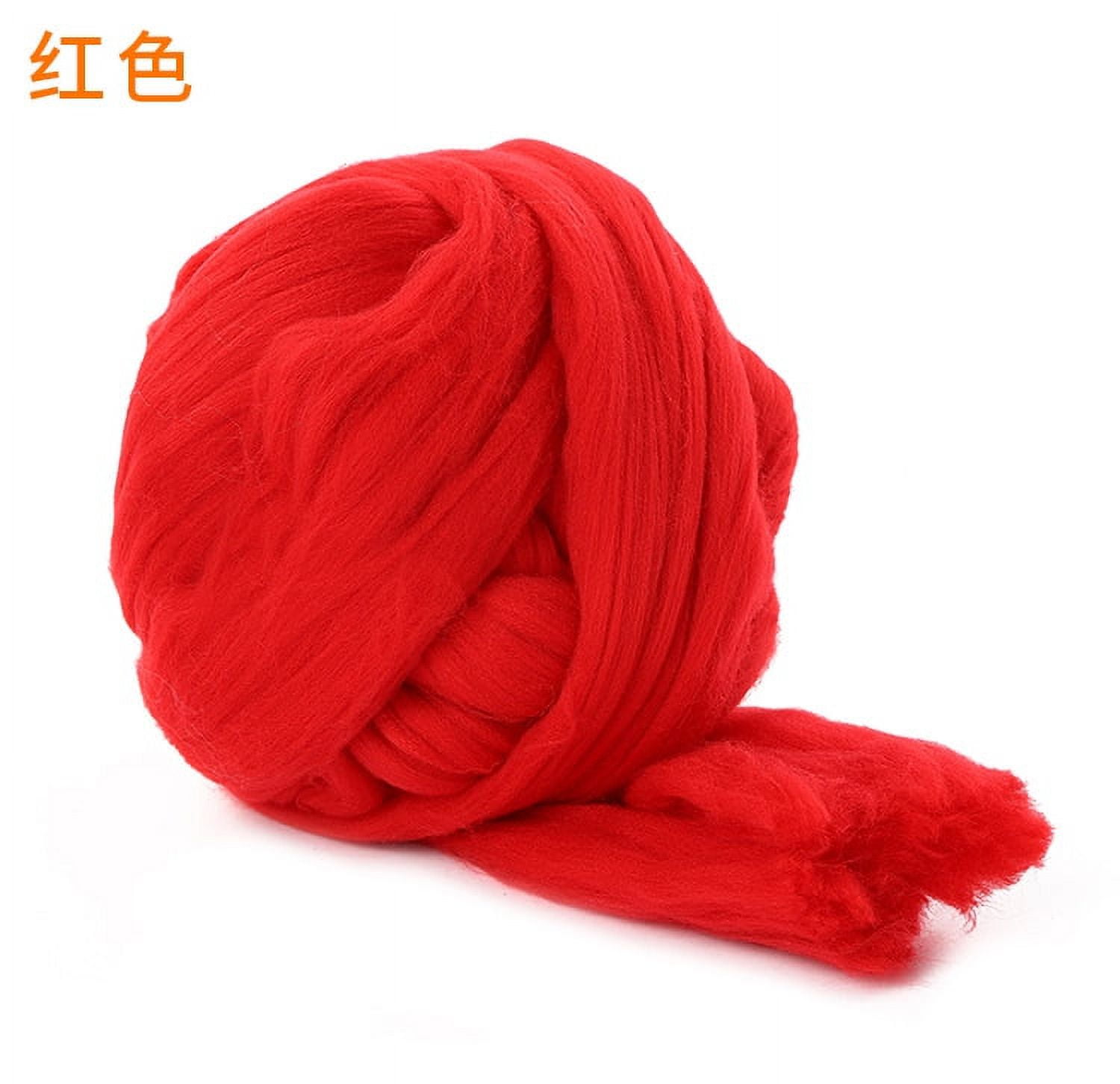 ERDOUY Merino Wool Roving 2.2 lb for Spinning | Soft Chunky Jumbo Yarn for Arm Knitting Blanket ，Felting Core, Carded Stuffing，Red