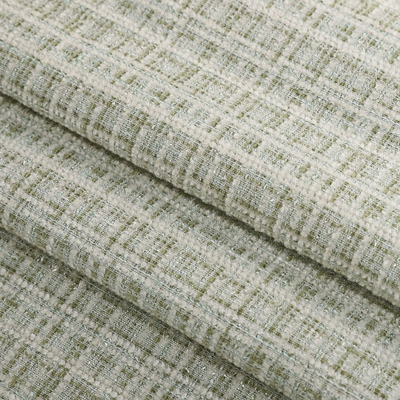 ERDOUY Metallic Tweed Plaid Checkered Woven Sewing Fabric, Multi-Purpose Material for DIY Clothing, Bags, Coats, Quilting & Craft Projects,Light Green